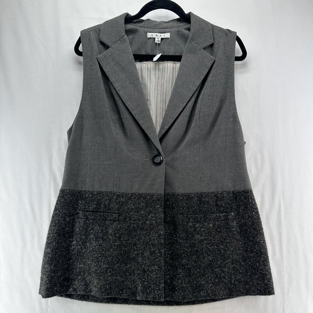 CAbi Two-Tone Gray Sleeveless Blazer Vest
